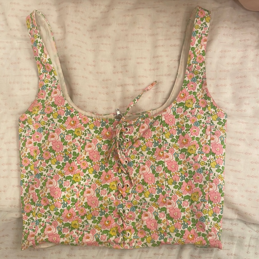 With Jean floral corset top